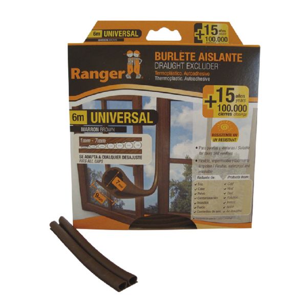 Burlete universal 9 mm x 6 m. Marron.